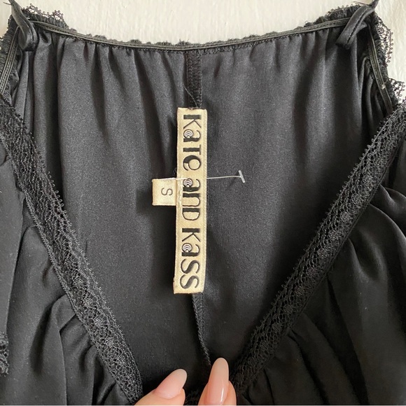 Kate and Kass Black Silk Tank with Ruffles size S - Picture 3 of 3